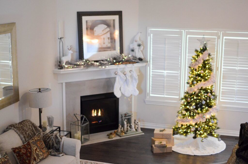 living room with Christmas tree